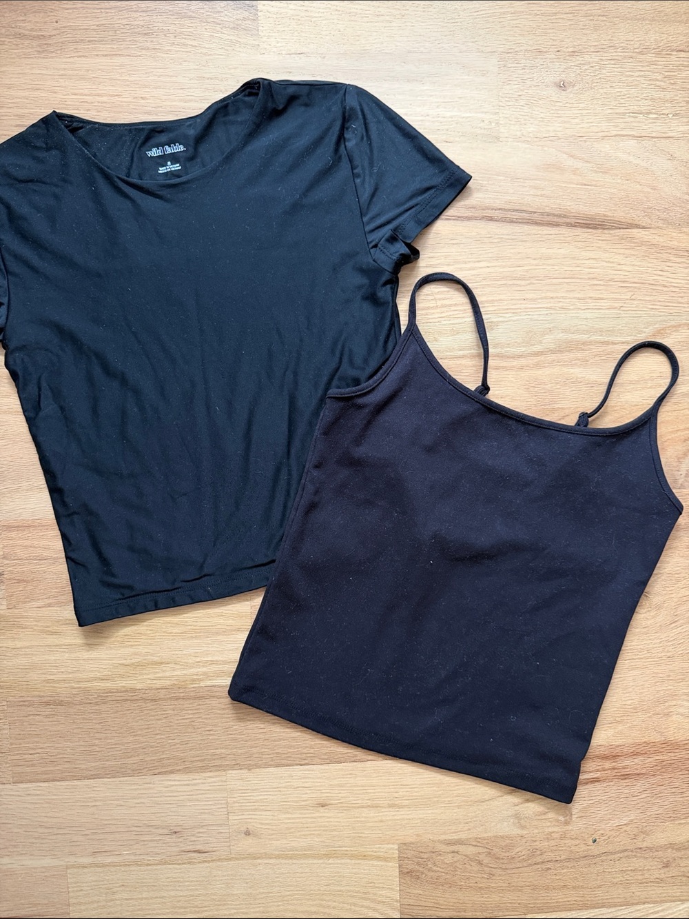 wild fable Black T-Shirt & Black Spaghetti Strap Tank Duo - Women's Tops size S